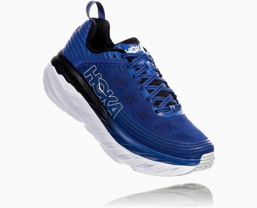 Running Shoes Mens - Hoka One One Bondi 6 - Blue/White - CRFIJPD-09